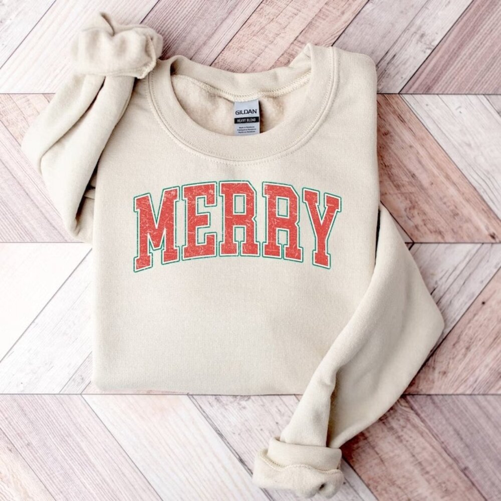 Merry Sweatshirt Retro Merry Sweatshirt Cute Christmas Sweatshirt 24